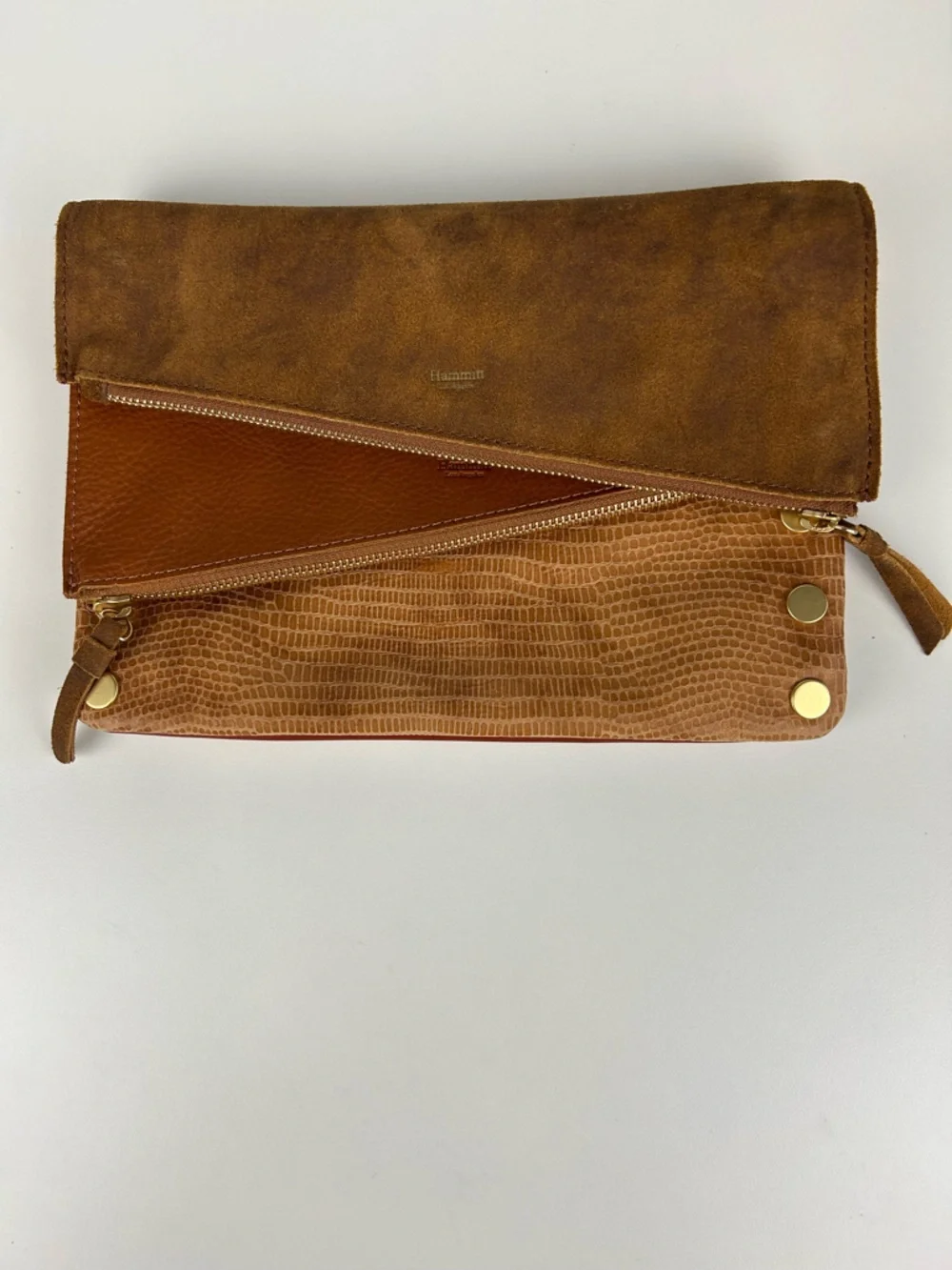 HAMMITT DILLON LOS ANGELES DILLON ARCHES HENNA LEATHER CROSSBODY CLUTCH MEDIUM